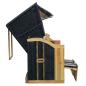 Preview: Wellness Strandkorb Halblieger Liegekorb Binz 304  Grau Gold kariert