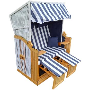 Wellness Strandkörbe Strandkorb Liegekorb Binz 305 blau weiss gestreift