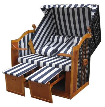 Preview: Wellness Strandkörbe Strandkorb Liegekorb Binz 168 blau weiss gestreift