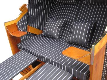 Preview: Wellness Strandkorb Liegekorb Binz SW 213 schwarz/natur