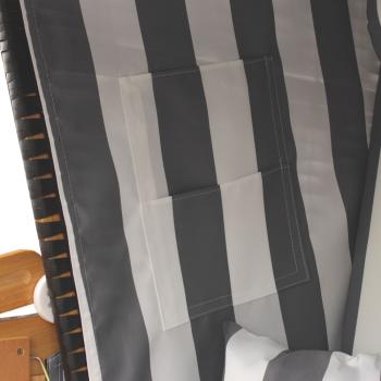 Wellness Strandkorb Halblieger Liegekorb Binz 302  Grau gestreift Natur