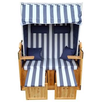 Preview: Wellness Strandkörbe Strandkorb Liegekorb Binz 305 blau weiss gestreift