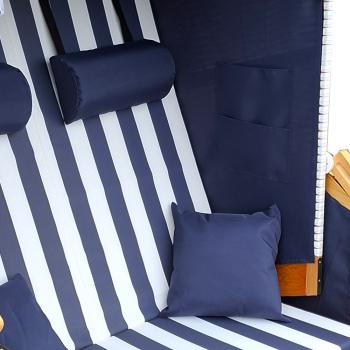 Preview: Wellness Strandkörbe Strandkorb Liegekorb Binz 305 blau weiss gestreift