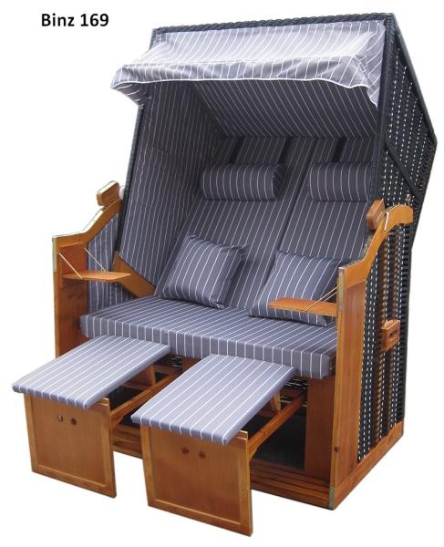 Wellness Strandkörbe Strandkorb Liegekorb Binz 169 grau weiss