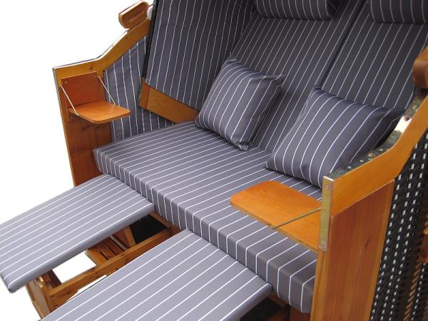Wellness Strandkörbe Strandkorb Liegekorb Binz 169 grau weiss