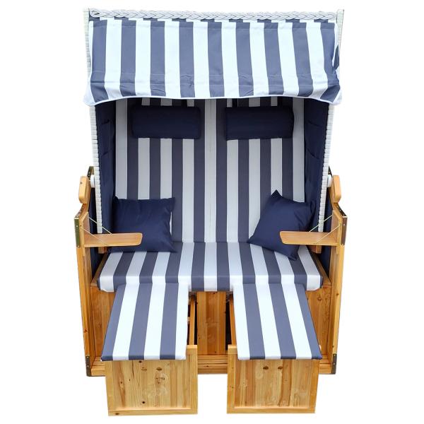 Wellness Strandkörbe Strandkorb Liegekorb Binz 305 blau weiss gestreift